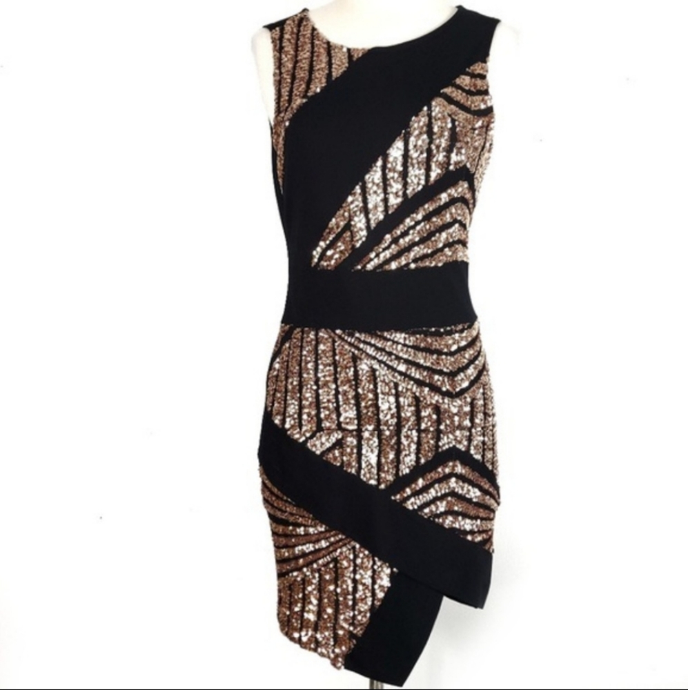 Guess gold sequin geometric dress